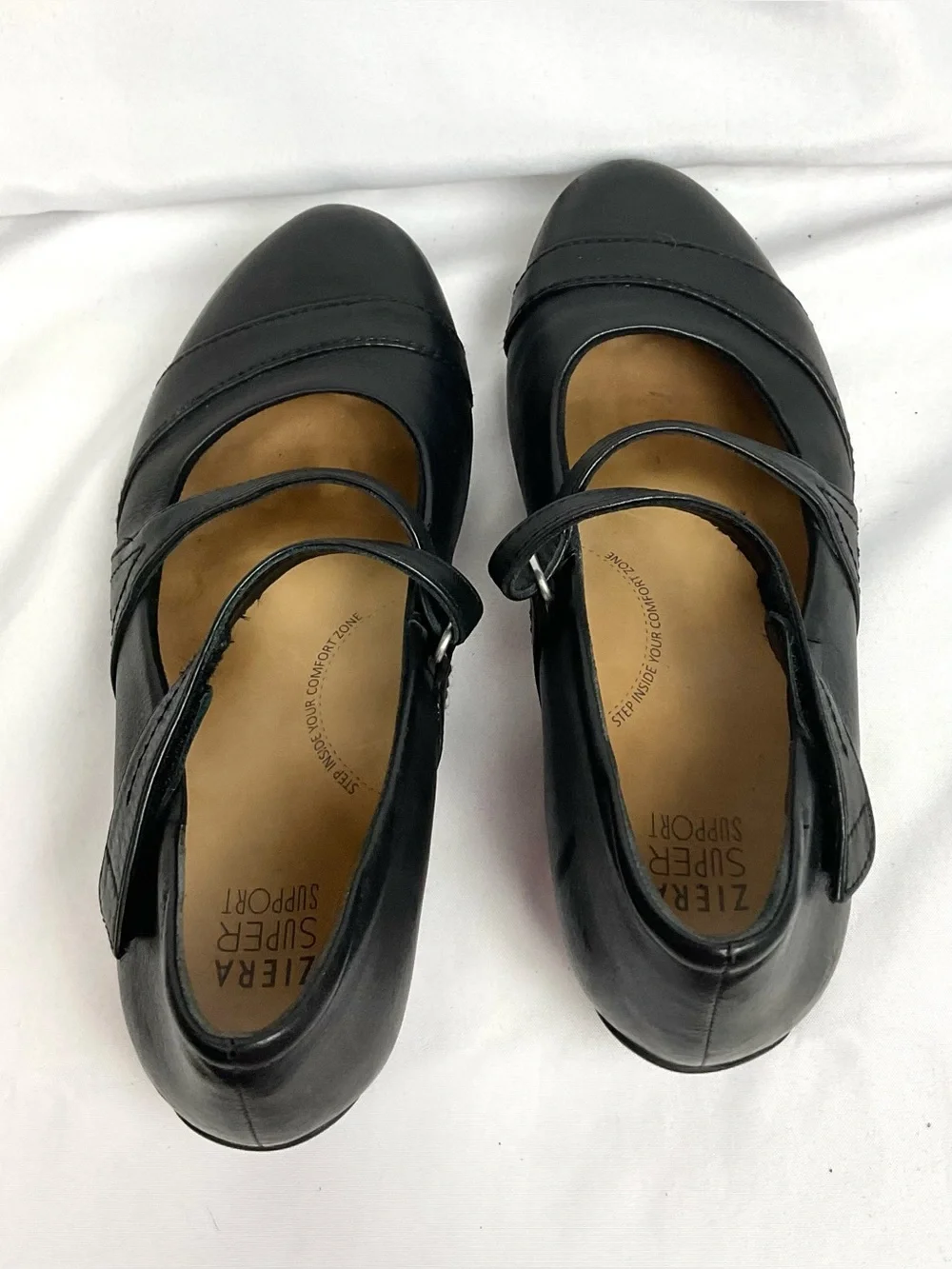 Ziera Xray Black Leather Mary Jane Shoes Comfort Flats Shoes Sz 40